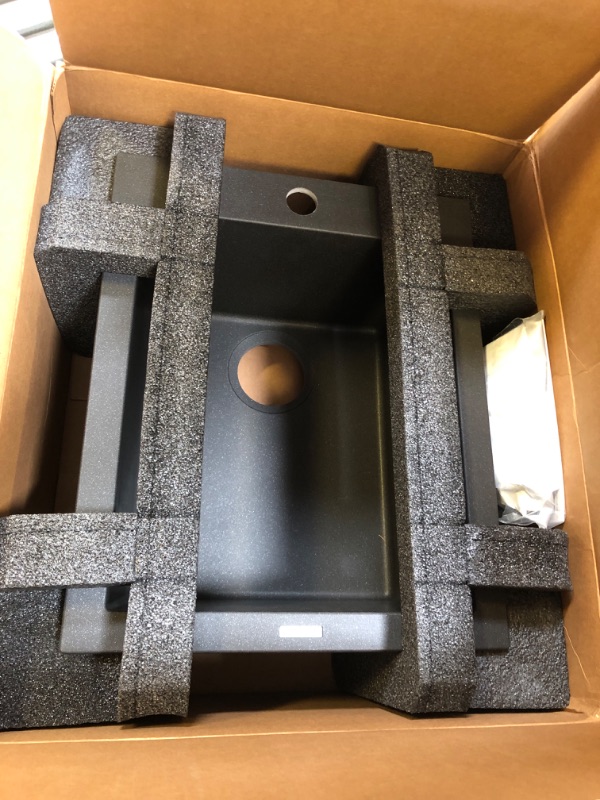 Photo 1 of BOCCHI Campino Uno Dual Mount Granite Composite 16 in. Single Bowl Bar Sink with Strainer in Metallic Black