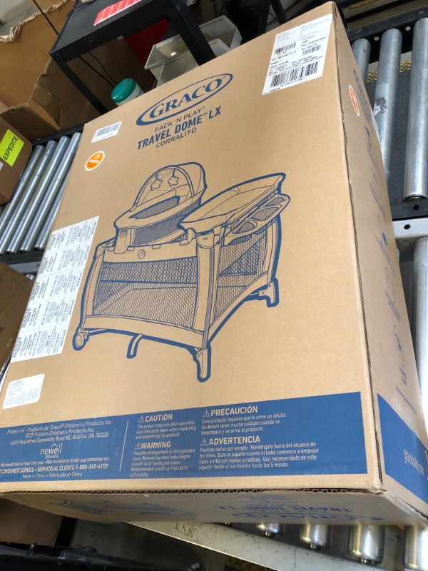 Photo 1 of Graco Pack n Play Dome LX Playard with Baby Bassinet, Lightweight Portable Crib, Push-Button Fold Travel Crib, Redmond, Convertible