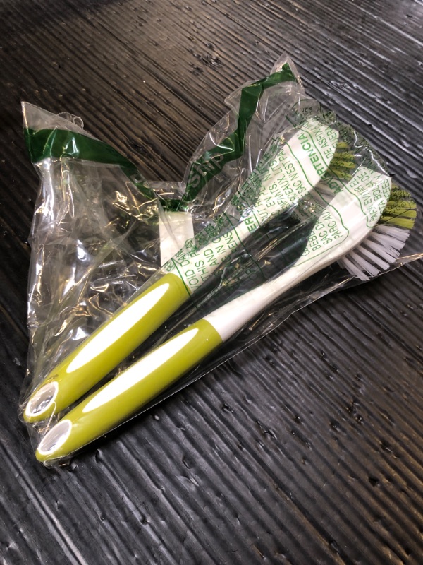 Photo 1 of Scrub Brush for Dish Kitchen Sink Pot Pan with Stiff Bristles, Yellow-green 2pcs