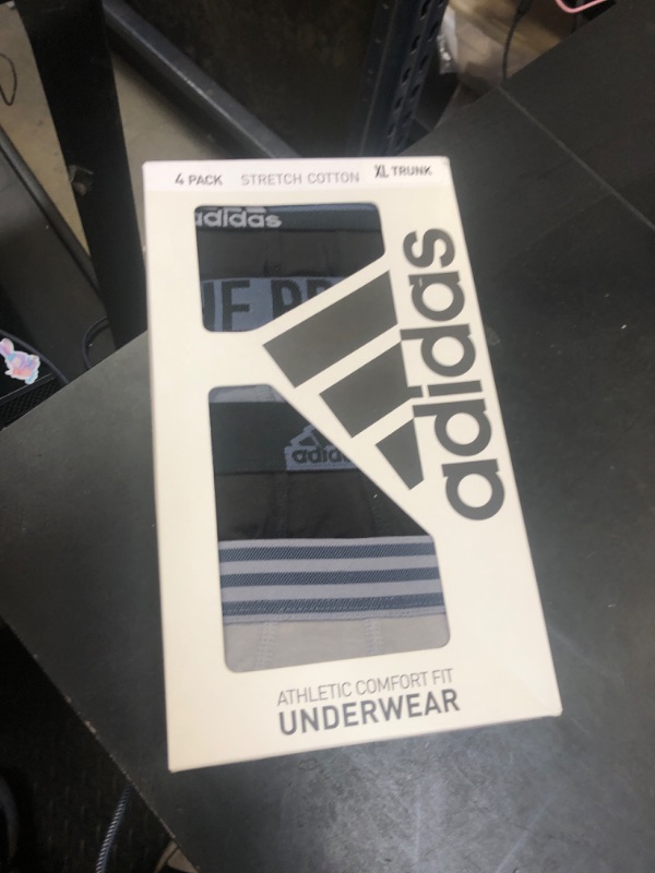 Photo 1 of adidas Men's Stretch Cotton Trunk Underwear (4-Pack), Black/Onix Grey/Grey, X-Large