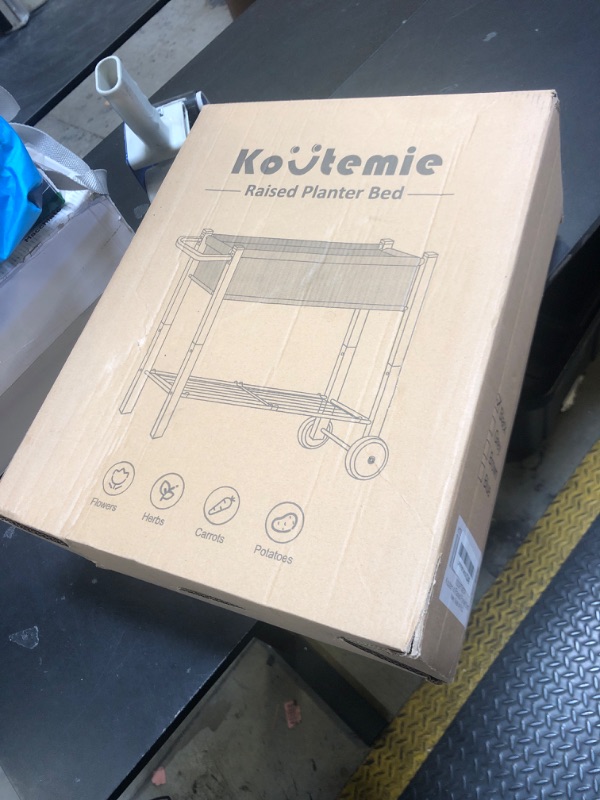 Photo 1 of Koutemie Outdoor Raised Planter Bed Box with Legs for Gardening, Elevated DIY Garden Cart on Wheels for Vegetables Flower Tomato Herb Plant, Black