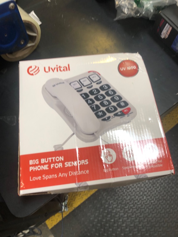 Photo 1 of Uvital Big Button Phone for Seniors, White Senior Phone for Elderly Landline, Black Big Buttons Corded Landline Telephone for Home - Amplified Ringer with Loud Speaker for Hearing Impaired