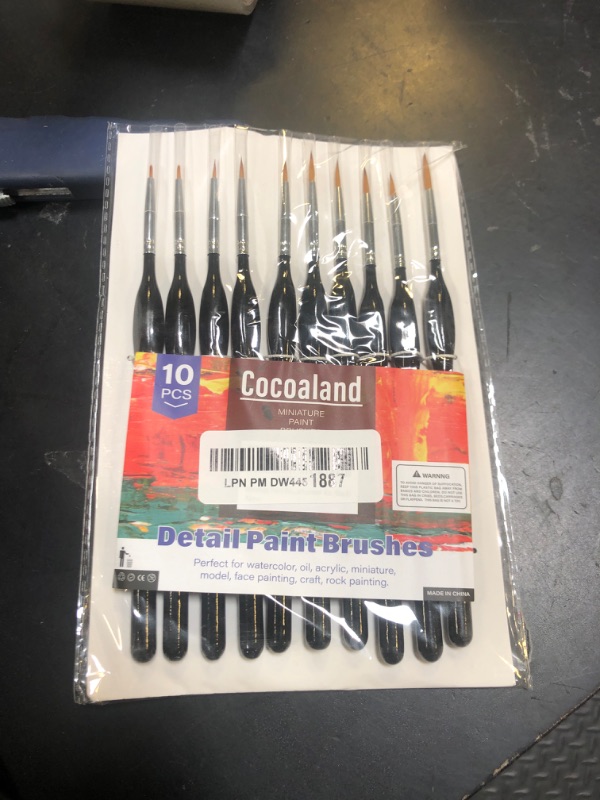Photo 1 of 10Pcs Micro Paint Brushes Set with Triangular Handles - For Acrylic, Watercolor, Crafts, Models