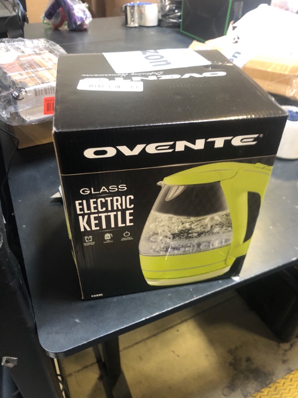 Photo 1 of OVENTE Electric Kettle, 1.5L Borosilicate Glass Countertop Water Heater and Boiler for Coffee or Tea, BPA-Free, Auto Shut-Off,? Boil-Dry Protection, Removable and Washable Spout Filter, Green KG83G