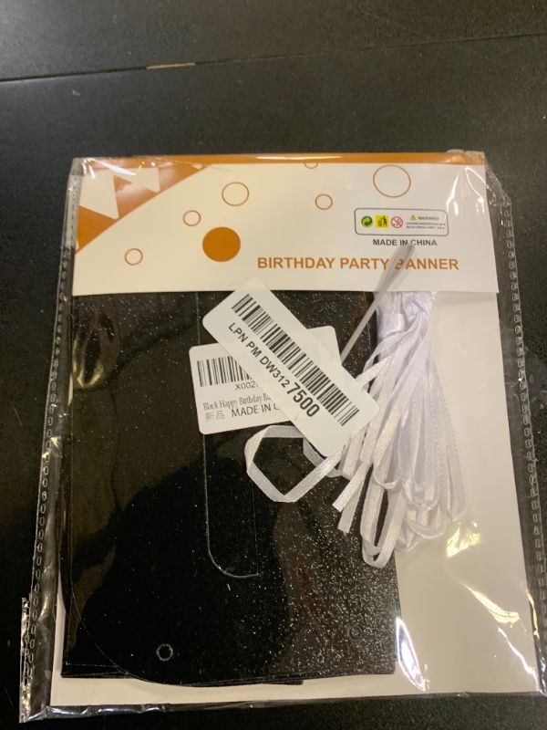 Photo 1 of Black Happy Birthday Banner for Birthday Party Decorations Supplies