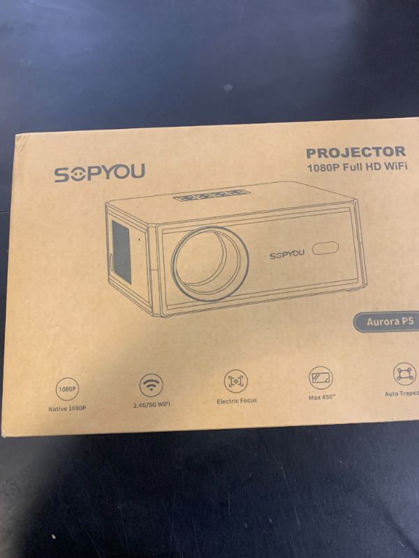 Photo 1 of [Electric Focus/Auto Keystone] Projector with WiFi and Bluetooth, 650 ANSI Native 1080P 4K Support Outdoor Movie Projectors Max 450" Display, SOPYOU Home Theater Projector for iOS/Android/TV Stick