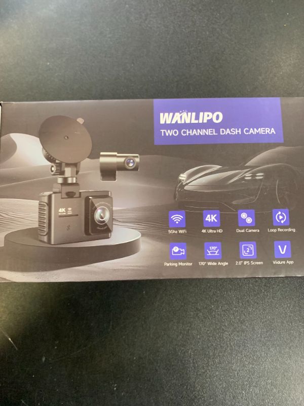 Photo 1 of Dash Cam Front and Rear: 4K Dual Channel Dash Cam - 5GHz WiFi, Dash Camera for Cars with 64GB Card, 2.0" IPS Screen, App Control, G-Sensor, Loop Recording, 170° Wide Angle, Night Vision, Parking Mode