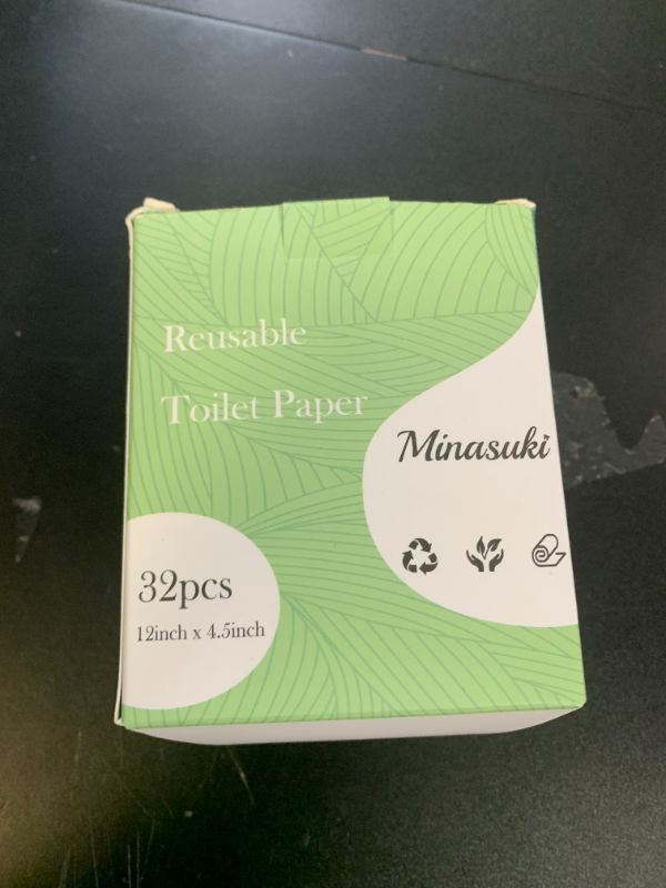 Photo 1 of Minasuki Reusable Toilet Paper - Cotton Flannel Reusable Bidet Towels, 32 Pcs Washable & Re-Rollable Cloth Toilet Paper Wipes