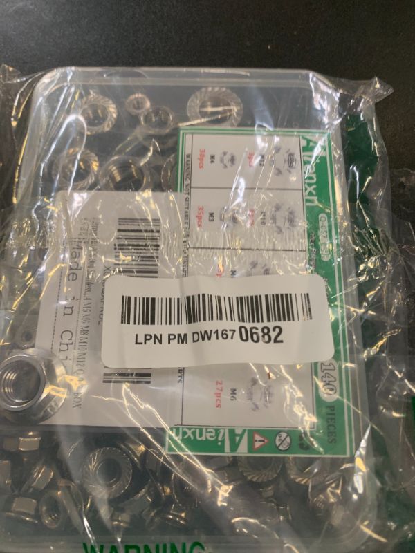 Photo 1 of Aienxn 140PCS 7 Metric Sizes 304 Stainless Steel Hex Flange Nuts Assortment Kit -M3, M4, M5, M6, M8, M10, M12