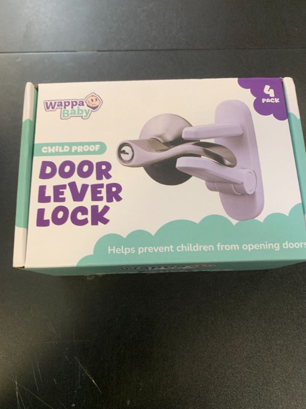 Photo 1 of Door Lever Locks (4 Pack) - Prevents Toddlers from Opening Doors - Durable ABS with 3M Adhesive - Easy One-Hand Operation for Adults, No Tools Needed