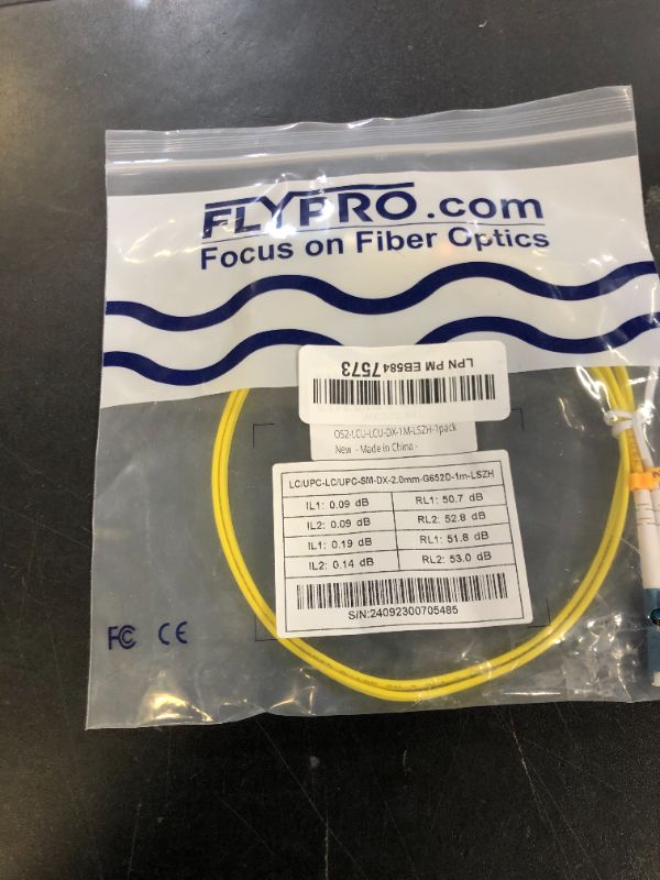 Photo 1 of FLYPROFiber- 1M/3ft OS2 Single Mode LC to LC Fiber Patch Cable, SM Singlemode Duplex, SMF Fiber Optic Cable Cord, 1G/10GB, 9/125um, LSZH