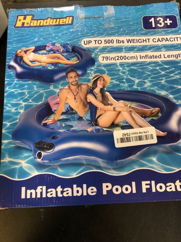 Photo 1 of Inflatable Pool Floats Adult Heavy Duty: Tanning Pool Lounger with Headrest & Cup Holders Extra Large Blow up Lake Float Sunbathing Bed Water Raft Summer Outdoor Beach River Swimming Pool Party Toy