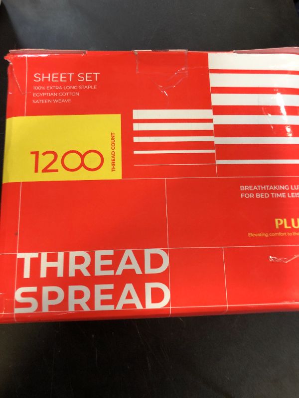 Photo 1 of THREAD SPREAD 100% Egyptian Cotton Sheets California King Size - 1200 Thread Count Cal King Size Sheets Set, 4 PC Luxury Bedsheet (Ivory), Soft, Cooling, 17" Deep Pocket Sateen Weave Bedsheet Set