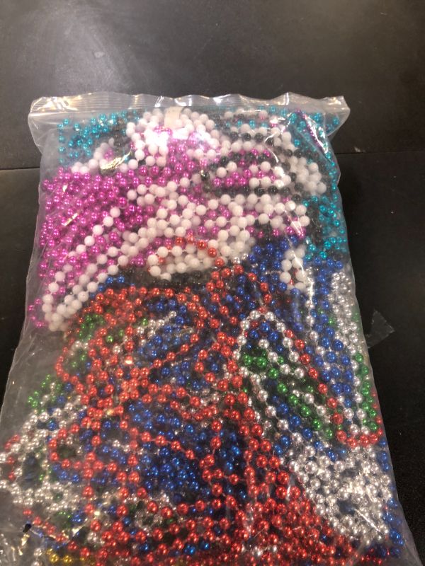 Photo 1 of 100 PCS Mardi Gras Beads Necklaces, 10 Colors 33 Inch Colorful Bead Necklaces Bulk Party Beads Necklace Round Beaded Necklaces for Mardi Gras, St. Patrick's Day, Christmas, Carnival Party Favor