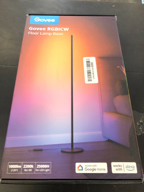 Photo 1 of Govee RGBIC Floor Lamp, LED Corner Lamp Works with Alexa, 1000 Lumen Smart Modern Floor Lamp with Music Sync and 16 Million DIY Colors, Color Changing Standing Lamp for Bedroom Living Room Black