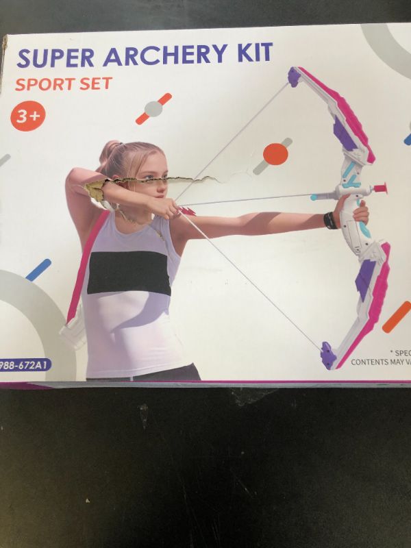Photo 1 of HYES Bow and Arrow for Kids 4-6, LED Light Up Archery Set with 12 Suction Cup Arrows, 1 Standing Target, 3 Score Targets & 1 Quiver, Indoor Outdoor Sport Gifts for Boys Girls Ages 8-12, Purple