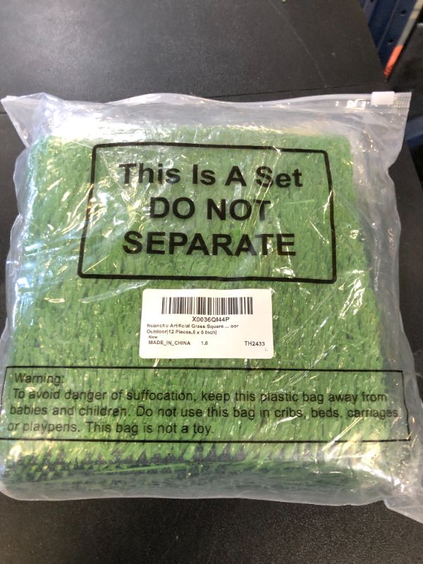 Photo 1 of Nuanchu 12 Pieces 6 x 6 Inch Artificial Grass Square Mats Fake Grass Tiles Placemats Turf Patch Table Centerpieces Decor Rug for Crafts Miniature Garden Dollhouse DIY Party Indoor Outdoor, Green