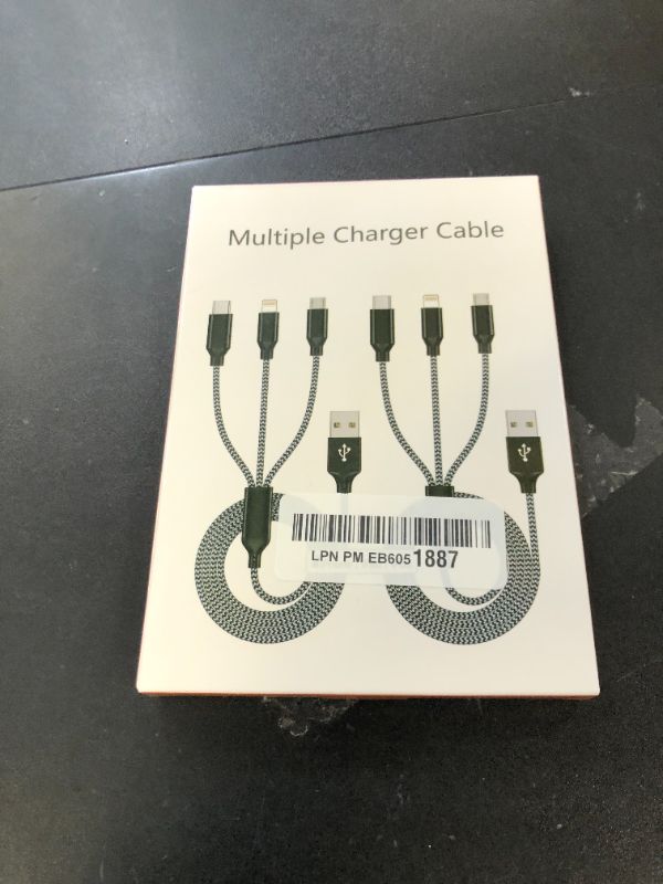 Photo 1 of Multi Charging Cable 4ft 2Pack 3 in 1 Multi iPhone Charger Cable Nylon Braided Apple MFi Certified Universal USB Fast Charging Cord with Type-C/USB C Micro Lightning for Phone iPad iPhone Tablet