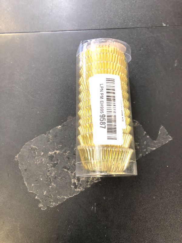 Photo 1 of Gifbera Mini Foil Baking Cups Gold, 300-Count Bright Foil Paper Gold Cupcake Liners Mini Size