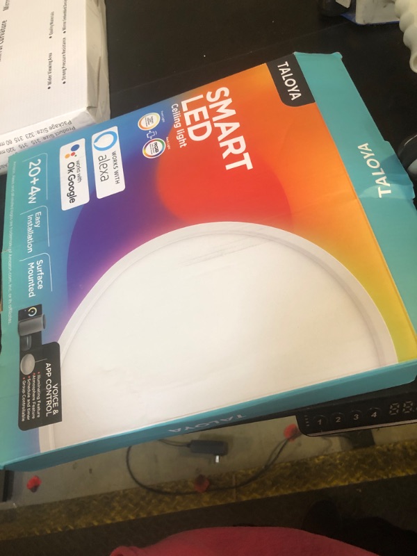 Photo 1 of TALOYA Smart Ceiling Light Flush Mount LED WiFi, Compatible with Alexa Google Home, Black Dimmable Low Profile Ambient Light Fixture for Bedroom Living Room,12 Inch 24W