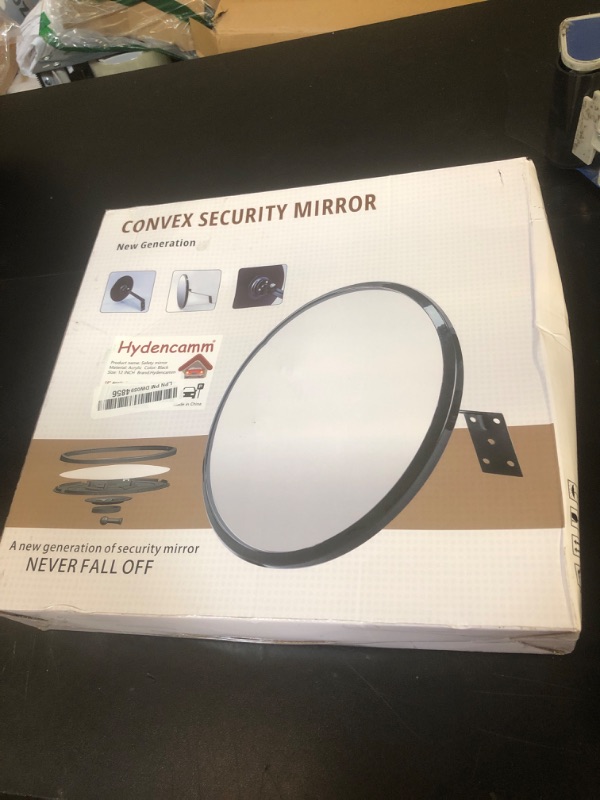 Photo 1 of 12” Acrylic Convex Mirror Convex Security Corner Mirrors, Adjustable Fixing Bracket with Wide Angle, Indoor Outdoor Curved Safety Mirror for Room Driveway Parking Garage Office By Hydencamm