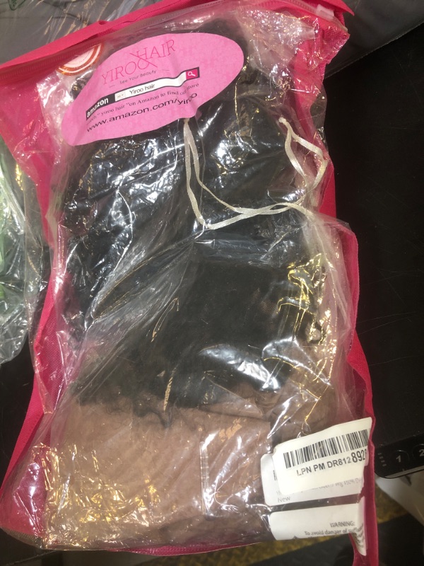 Photo 1 of YIROO 4C Kinky Edges Kinky Curly Bye Bye Knots Glueless Wig Pre Cut 7x5 HD Lace Front Wigs Curly Baby Hair Afro Kinky Curly Human Hair Wigs Pre Bleached Invisible Knots Put on Go 180% Density 14inch