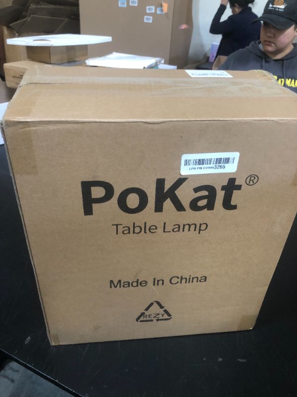 Photo 1 of PoKat 23" Blue Table Lamps, Farmhouse Bedside Lamps for Bedroom Set of 2, Ceramic End Table Lamps for Living Room, Traditional Nightstand Desk Lamps, Medium