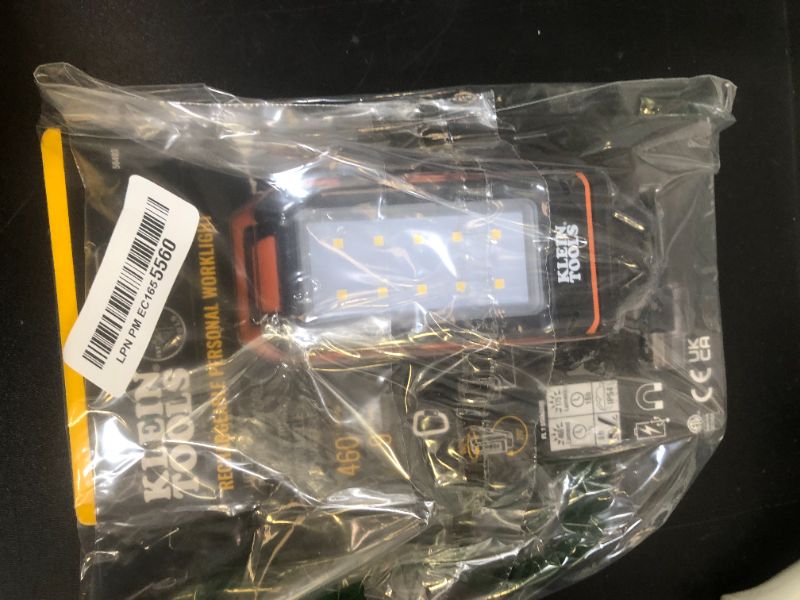 Photo 1 of Klein Tools 56403 LED Light, Rechargeable Flashlight / Worklight with Kickstand, Magnetic Mount, and Carabiner, Charges Small Electronics, for Work, Camping