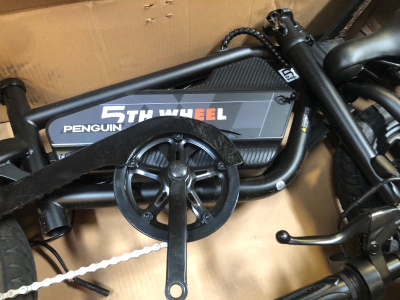 Photo 1 of 5TH WHEEL Penguin Electric Bike, Mini 14" E-Bikes with Foldable Handlebar and Adjustable Seat, Peak 700W Motor & 20 MPH, 40 Miles PAS Range Commuting Bikes with Dual 160MM Disc Brakes and Cargo Rack
