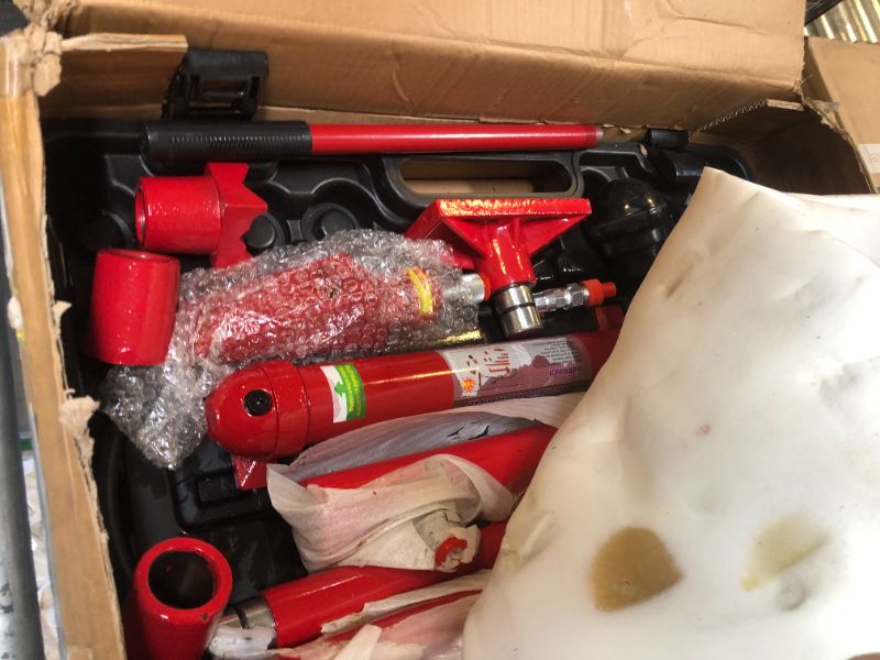 Photo 1 of -LEAKING HYDRAULIC FLUID-12 Ton Porta Power Hydraulic Jack Kit, Hydraulic Multifunctional Jack with 4.6 ft/1.4 m Oil Hose, Auto Body Frame Repair Kit, Storage Case, 26455 Lbs Capacity, for Car Repair, Truck, Garage
