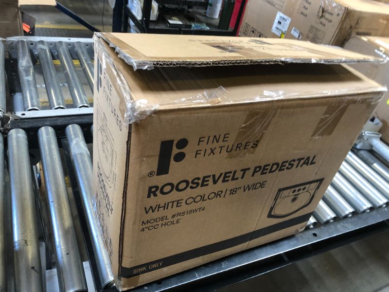 Photo 1 of Fine Fixtures Roosevelt Pedestal Collection, Replacement, Vitreous China Ceramic Material, (REPLACEMENT PART) (18 inch- 4" CC Faucet Hole, White)