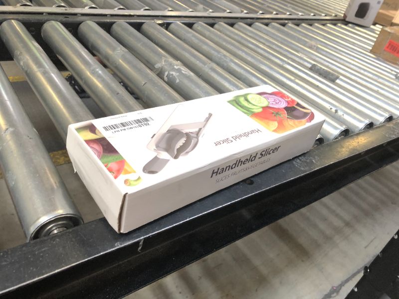 Photo 1 of ZKIRON Multi Handheld Mandoline Slicer - Adjustable Stainless Steel Blade, Comfort Grip, Safety Features, Easy to Clean, Ideal for Speedy Slicing of Fruits and Vegetables (Gray)