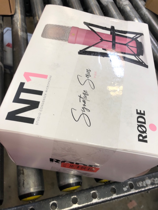 Photo 1 of RØDE NT1 Signature Series Large-Diaphragm Condenser Microphone with Shock Mount, Pop Filter and XLR Cable for Music Production, Vocal Recording, Streaming and Podcasting (Pink)