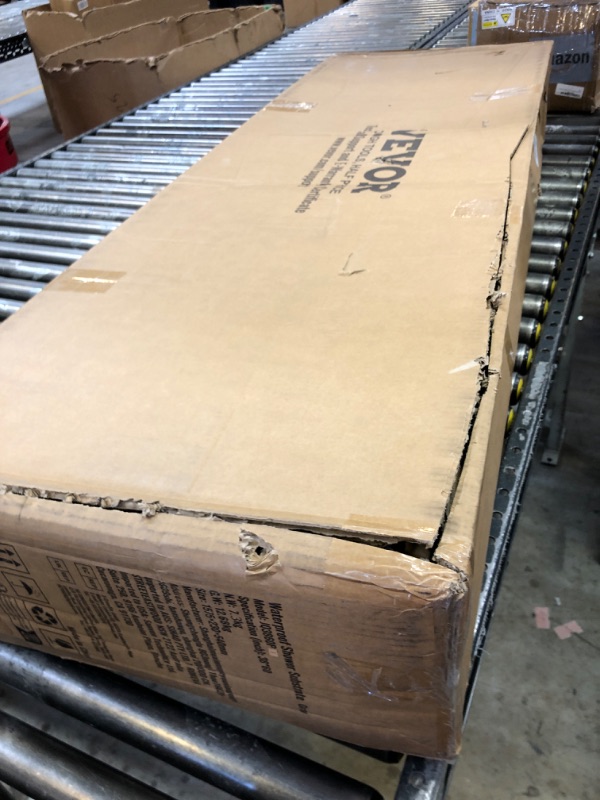 Photo 1 of VEVOR Shower Curb Kit, 38"x60" Watertight Shower Curb Overlay with 4" ABS Offset Bonding Flange, 4" Stainless Steel Grate, 2 Cuttable Shower Curb and Trowel, Shower Pan Slope Sticks Fit for Bathroom