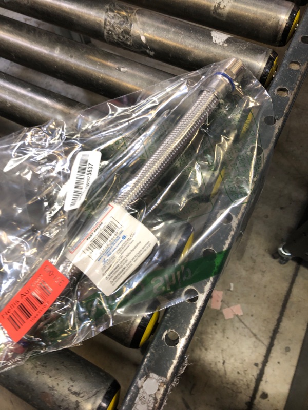 Photo 1 of Eastman 12 Inch Steel-Flex Water Heater Connector, 3/4 Inch Compression x 3/4 Inch MIP, Braided Stainless Steel Water Heater Connectors, 48259