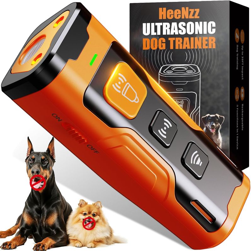 Photo 1 of Dog Bark Deterrent Devices for Own or Neighbor's Dog Ultrasonic Dog Training Device Safe & Effective Portable Anti Barking Device for Dogs Indoor Outdoor Use Orange
