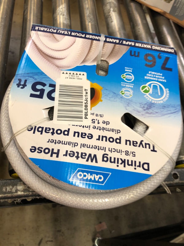Photo 1 of Camco TastePURE 25-Ft Water Hose - RV Drinking Water Hose Contains No Lead, No BPA & No Phthalate - Features Diamond-Hatch Reinforced PVC Design - 5/8” Inside Diameter, Made in the USA (22783)