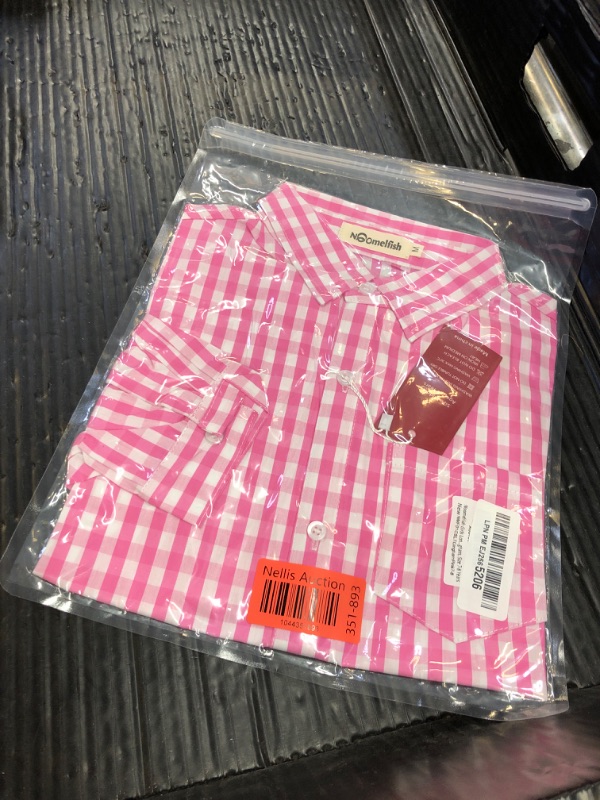 Photo 1 of Noomelfish Girls Long Sleeve Plaid Button Down Shirt Tie Front Blouse Tops, Pink Gingham, Size 7-8 Years