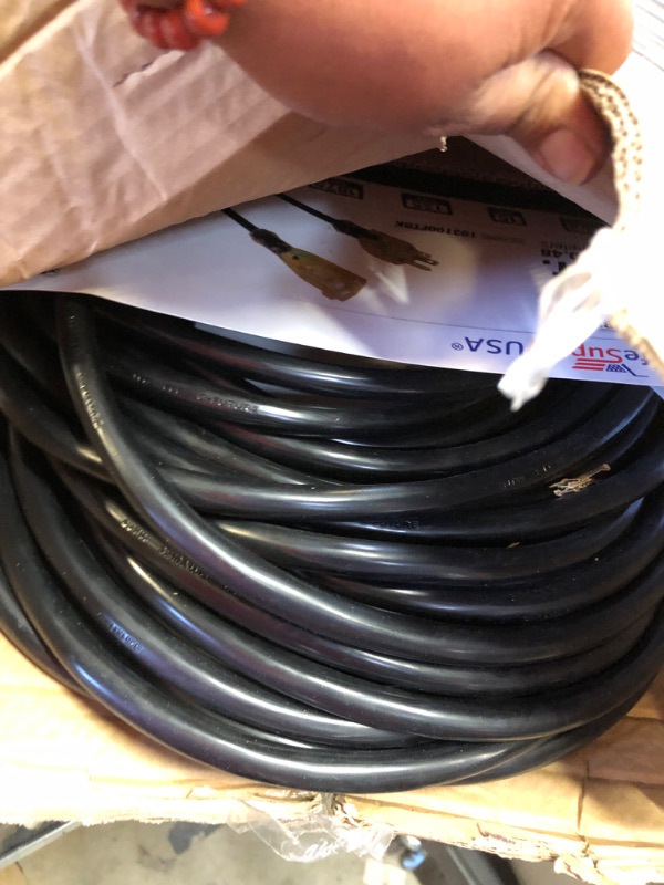 Photo 1 of 100ft Outdoor/Indoor Extension Cord 10/3 Gauge Ultra Heavy Duty 3 Prong SJTW, Waterproof, Flexible Cold-Resistant Long Power Cord,125 Amp 1875W, Black by LifeSupplyUSA