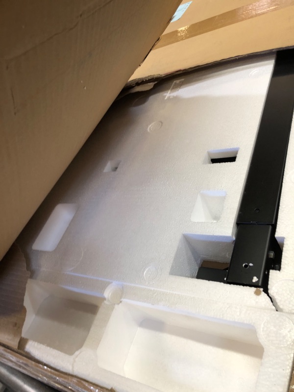 Photo 1 of SHW 40-Inch Mobile Electric Height Adjustable Sit to Stand Desk with Drawer, Hanging Hooks and Cable Management, Walnut