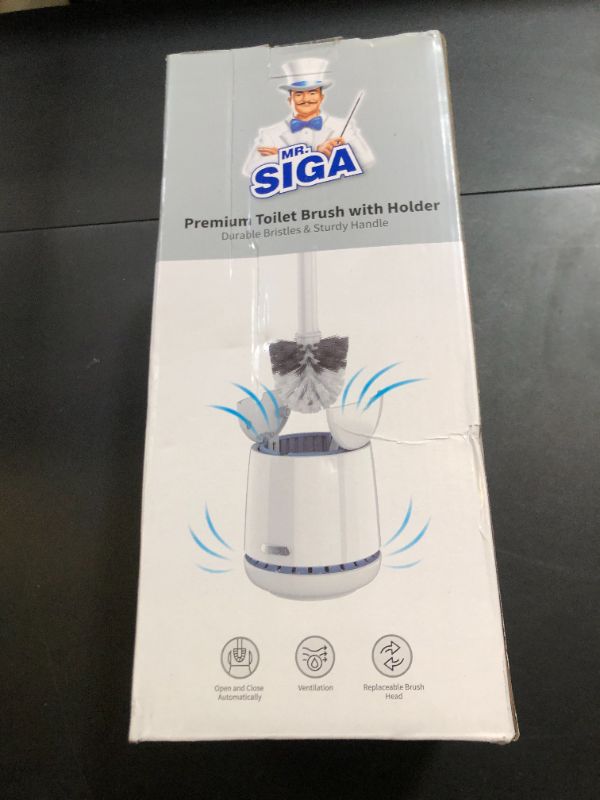 Photo 1 of MR.SIGA Toilet Bowl Brush and Holder, Premium Quality, with Solid Handle and Durable Bristles for Bathroom Cleaning, White, 1 Pack