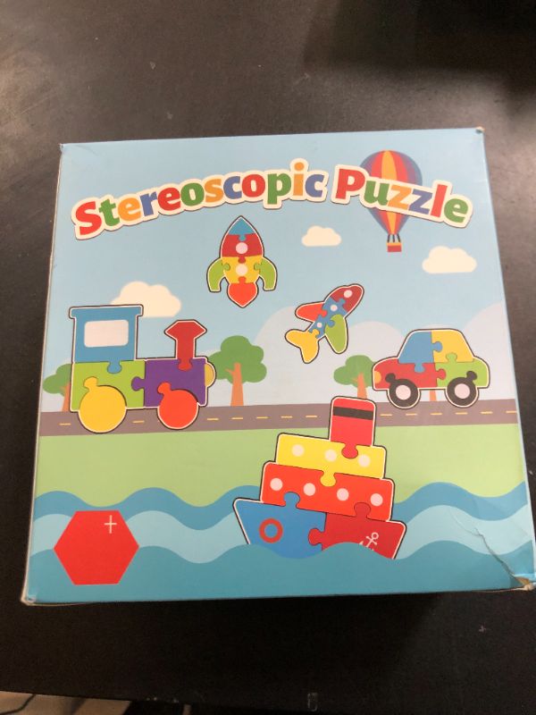 Photo 1 of Wooden Puzzles Toddler Toys for 1 2 3 Years Old Boys Girls, 6 Vehicle Shape Learning Educational Blocks Birthday Gifts Sensory Toy Montessori Toys Age 1-3, 2-4
