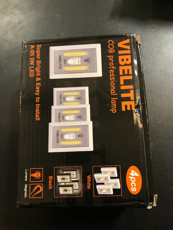 Photo 1 of VIBELITE Closet Light, Battery Operated Switch Light, Tap Light, Touch, Push Night Lights, Wall Wireless Mount Under Cabinet, Shelf, Shed, Kitchen, Garage, Attic, RV, Lighting Installations (4-Pack)