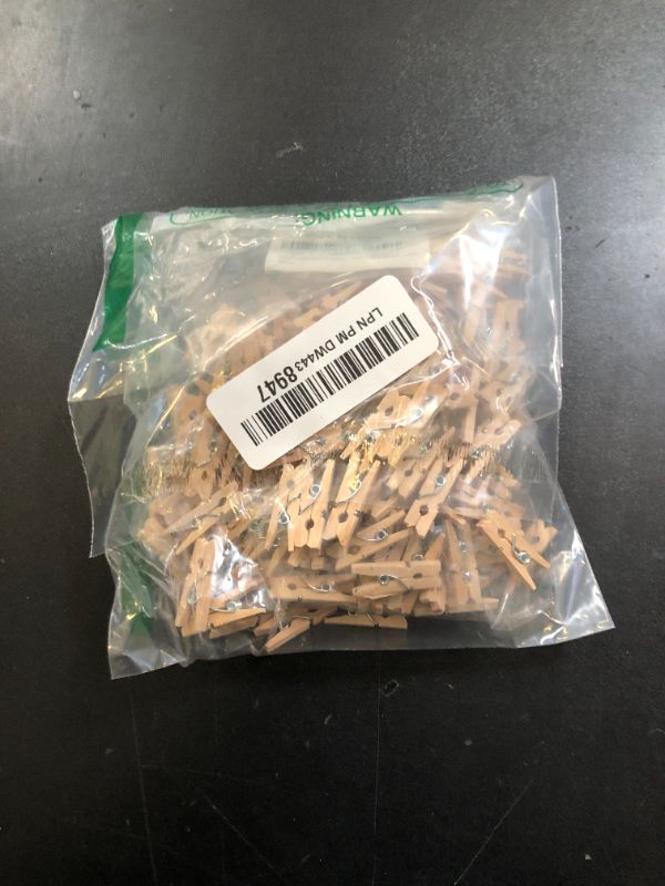 Photo 1 of Mini Clothes Pins for Photo, Small Clothespins 200 pcs 1" Natural Wooden Clothespins with Jute Twine, Mini Photo Clips,Small Clothes Pins for Photos, Crafts, Arts, Cocktails