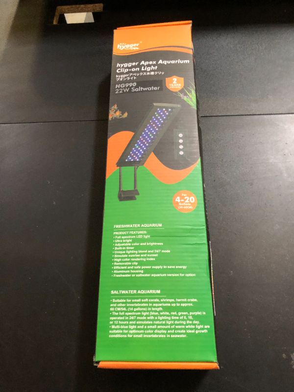 Photo 1 of hygger Clip On 24/7 Saltwater Aquarium LED Light, 22W Sunrise-Daylight-Moonlight Mode and DIY Mode, Adjustable Timer Adjustable Brightness Fish Tank Light with 7 Colors for Coral Marine Tank