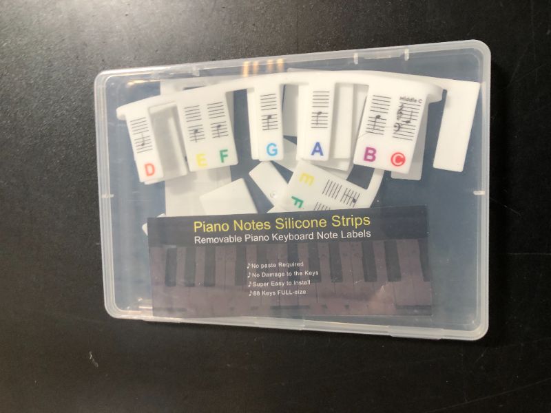 Photo 1 of BROTOU Removable Piano Keyboard Stickers, 88/61 Key Full Size Piano Keyboard Note Labels Reusable Piano Notes Guide for Beginner Comes with Box (61-Keys Colorful)