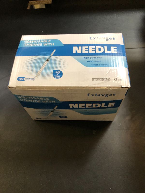 Photo 1 of 100 Pack Disposable 3ml/cc Lab Syringes with 23Ga 1 Inch Needle Luer Lock, Individually Sealed Packed