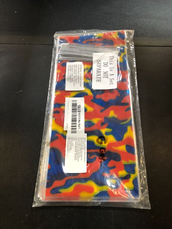 Photo 1 of Geyee 100 Pieces Dart Battle War Party Supplies Birthday Party Bags Camo Candy Orange Blue Camouflage Goodie Treat Bags for Kids Boys Adults Target Battle Birthday Favor