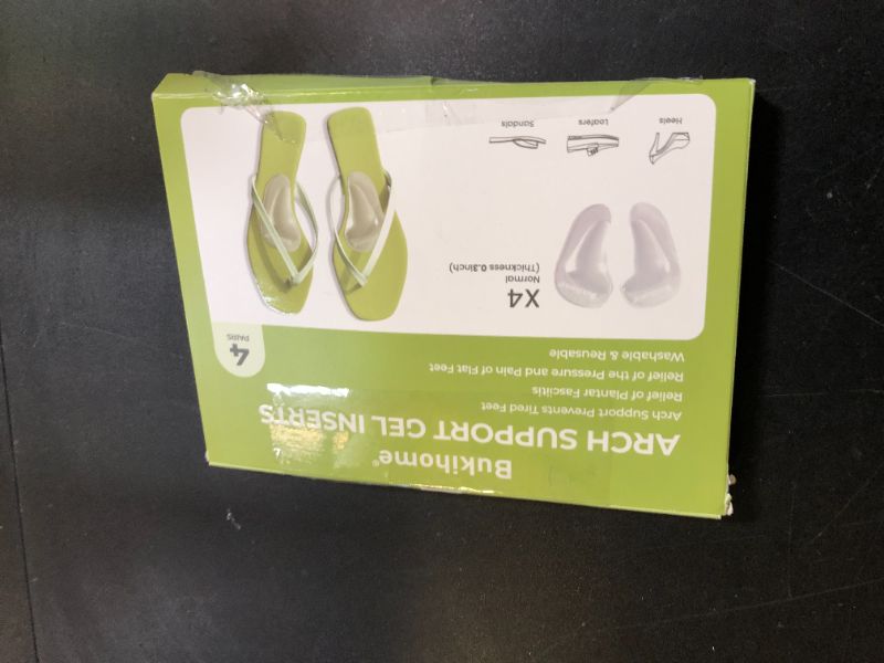 Photo 1 of Arch Support Shoe Insoles & Insert - Bukihome Gel Arch Inserts for Flat Feet, Plantar Fasciitis - Adhesive Arch Pad for Foot Pain Relief - All Day Comfort - 0.3 Inch - 4 Pairs (Clear)