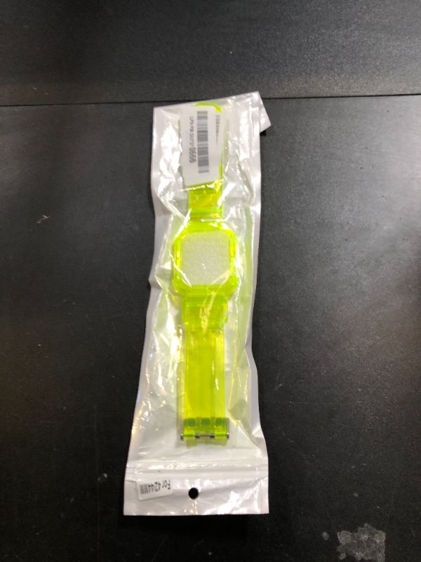 Photo 1 of SXTDDSP Clear Band Compatible for Apple Watch Band 45mm 44mm 42mm, Jelly Crystal Women Men Watch Bumper Case Strap for iWatch Series 9 8 7 6 5 4 3 2 1 SE